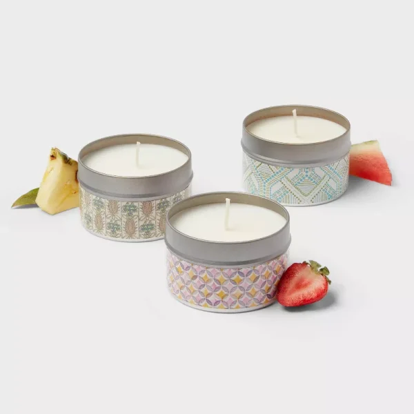 3pk Tin Candle - Watermelon Margarita and Pineapple Lemonade and Wildberry Frosé - Image 3