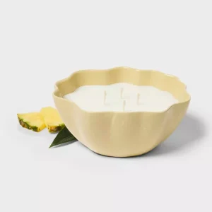 4 Wick Ceramic Citronella Pineapple Cove Scented Candle 16oz